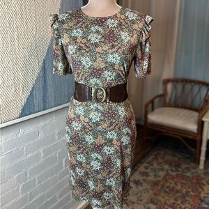 NWT Lavender Moon Green Floral Dress Semi Sheer Top w/Lining